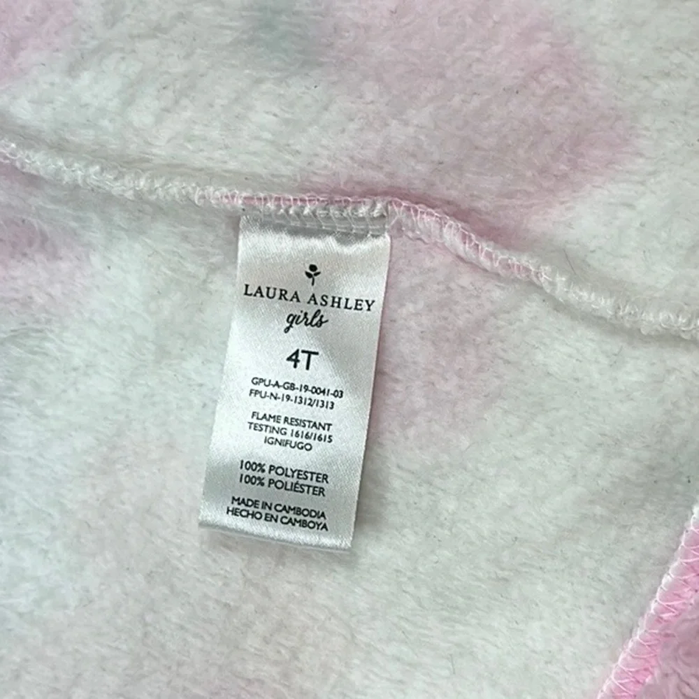 Laura Ashley Girls Plush Heart Robe Pom Pom Hood Belt 4T